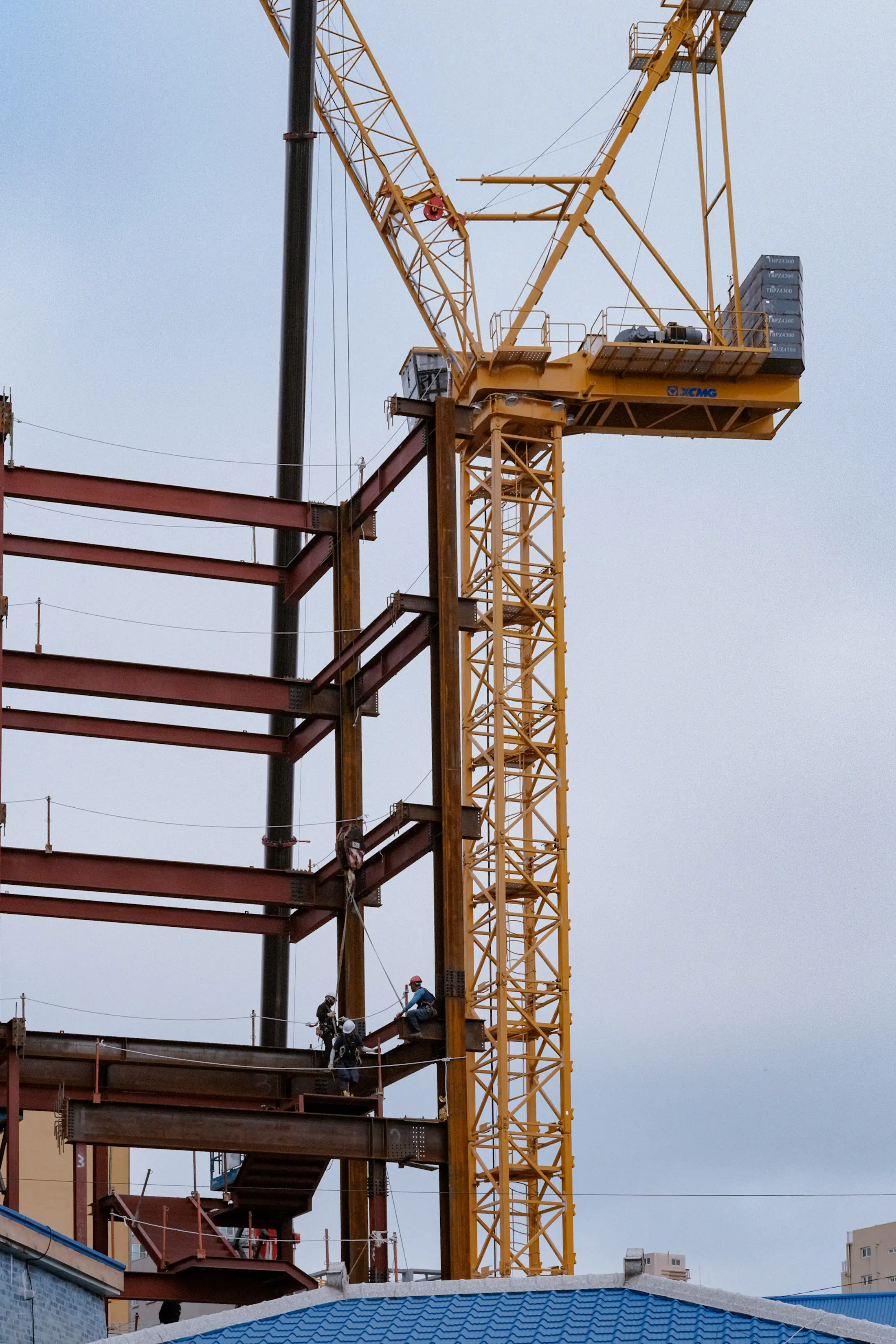 Steel-frame commercial construction in progress